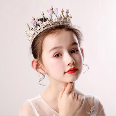 China Crown Princess Girl's Crown Headband Rose Crystal Crown Kids Friendly Materials Great For Kids Birthday Hair Accessories for sale