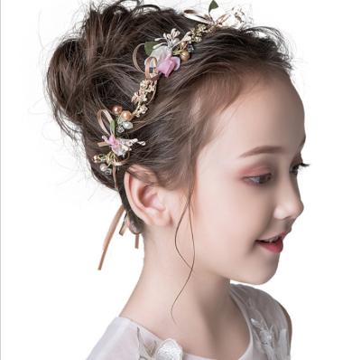 China Garland Summer Ribbon Wedding Beach Flower Wreath Headband Hair Garland Vine Girl Friendly Material Hair Accessories for sale