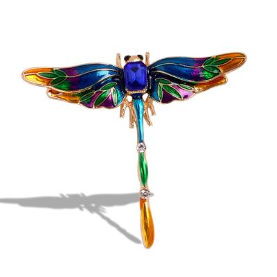 China Classic Fashion Jewelry Dragonfly Brooch For Women Multi Color Brooch Painted Elegant Breast Pin Ladies Gifts Party Garments for sale