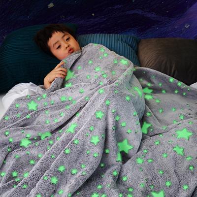 China PORTABLE Luminous Glow Covering Stars Leisure Sheets Coral Blankets Children's Siesta Print Geometric Sheet Sofa Throw Home for sale