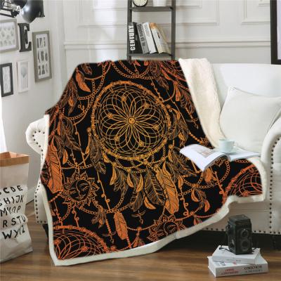 China DIY Wearable Custom Throw Blanket Dreamcatcher Feathers Roses Soft Thin Comforter Decorative Sherpa Bed Blanket for sale