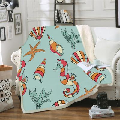 China Wearable Starfish Wood Texture Lamb Home Cashmere Bed Blanket Sofa Winter Warm Sherpa Newborn Wraps Kids Bedspread for sale