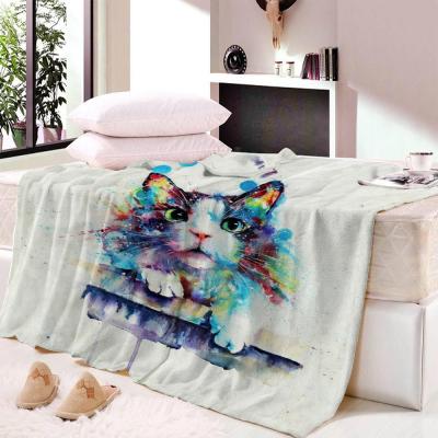 China Dropship Cartoon Cat Printing Home Textile Thicken PORTABLE Blanket for Kids Gift Stitch Coral Fleece Blanket Throw on Bed Sofa Boys for sale