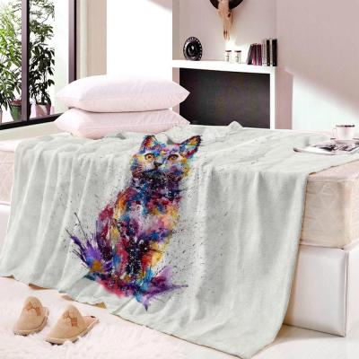 China DIY Print Cartoon PORTABLE Cat Home Blanket Antelope Giraffe Custom Animals Sherpa Blanket Coral Blanket Kids Bedding Nap Throw for sale