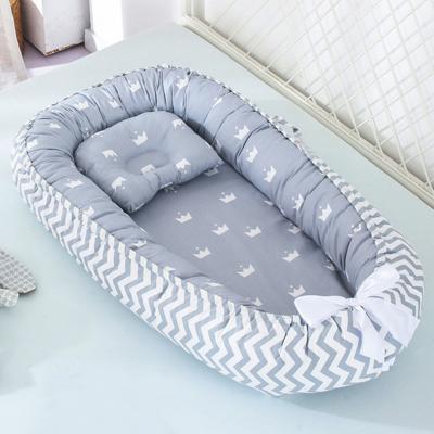 China 85*50cm Foldable Baby Nest Bed with Pillow Portable Hutch Travel Bed Toddler Cotton Infant Cradle for Newborn Crib Bumper for sale