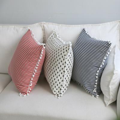 China Home Textile 45cm*45cm Pom Tassel Dot Style Pillow Cases Party Hotel Pillow Cases Simple Home Decorative Soft Linen Cover Eco-friendly Cotton for sale