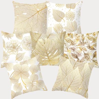 China Home Decor Pillow Covers Flower Leaf Flower Leaf Pillow Case Polyester Throw Pillow Cover Simple Tropical Green Yellow Tile Decorative Cushions for sale