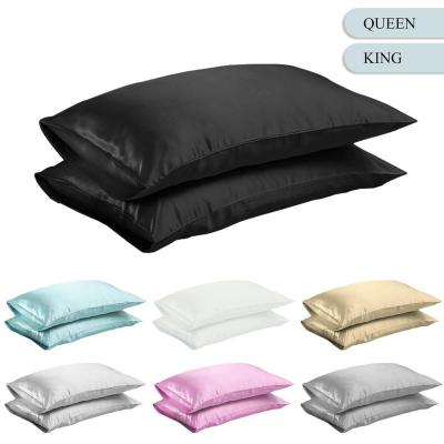 China Non-Toxic Queen/KING Silk Satin Pillow Case Bedding Pillowcase Smooth Gray Khaki Sky Blue Pink Home White Black Sliver for sale