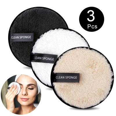 China Hot Sale 3Pcs Home Makeup Remover Pads Reusable Cosmetic Washable Skin Care Cotton Cloth Microfiber Face Cleansing Puff Pads for sale