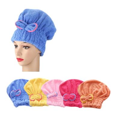 China Solid Microfiber Hair Drying Bath Spa Bowknot Quick Wrap Towel Hat For Bath Bathroom Accessories for sale