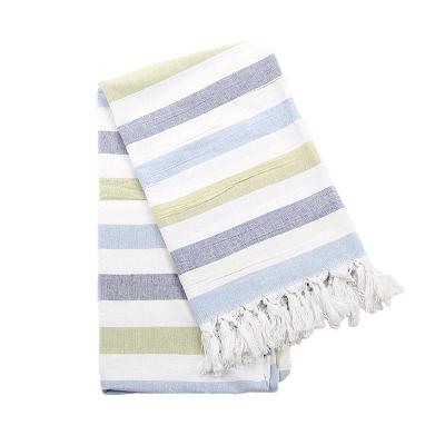 China Machine Washable Cotton Turkish Beach Towel For Spa Shower Swimming Lightweight Portable Super Absorbent 100x180cm for sale