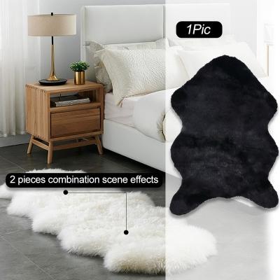 China Modern Soft Warm Furry Fluffy Plain Blankets Washable Faux Sheepskin Fur Skin Plain Cover Chair Bedroom Mat Home for sale