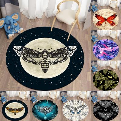 China Modern Death Moth Carpets For Living Room Area Rug Gothic Skull Around Carpet Mat Butterfly Moon Star Polyester Polyester Blanket Rug for sale