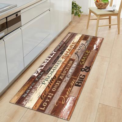 China Anti-slip Nordic Bathroom Wood Grain Mat Living Room Floor Hallway Decor Mat Bedroom Entrance Doormat Home Kitchen Anti-skid Cover for sale