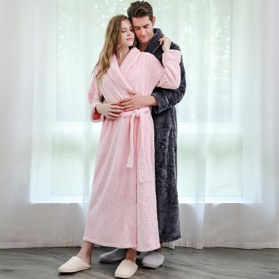 China Men's Regular Winter Plus Size Flannel Men's Bathrobe Men's Comfortable Dressing Gown Women Nightwear Sleepwear Long Coral Fleece Bathrobe Kimono Warm for sale