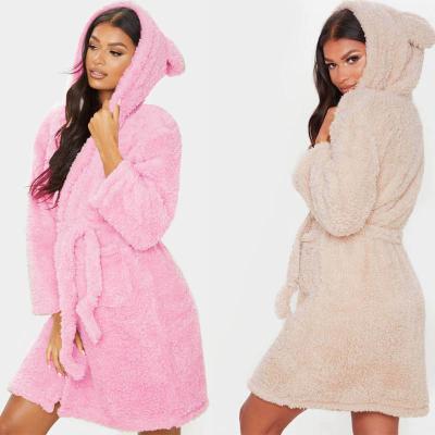 China Animal Sleepwear Women Flannel Bathrobe Nightgown Robe Winter Thick Warm Unisex Adults Breathable Unicorn Plush Pajamas Pink Cute for sale