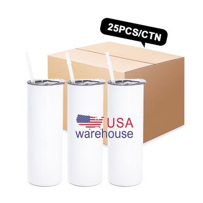 China Viable Us Warehouse Wholesale Tumbler With Straw Sublimation Blanks 20oz Bulk Skinny Stainless Steel Tumbler 30oz for sale