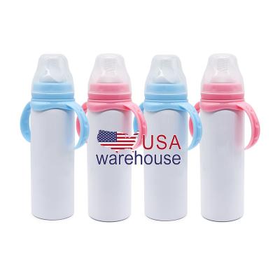 China Bulk BPA Free Sublimation Double Wall Stainless Steel DIY Blanks 8oz Straight Lean White Feeding Bottle for sale