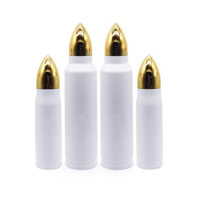 China Viable Fast Shipping Stainless Steel Shotgun Shell 500ml Vacuum Insulated Bullet Shape Tumbler For Sublimation With Gold Lid for sale