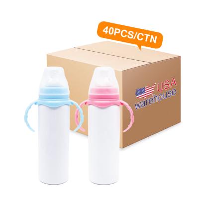 China BPA free US warehouse double wall stainless steel 8oz 240ml vacuum insulatedsublimation baby bottle wholesale for sale