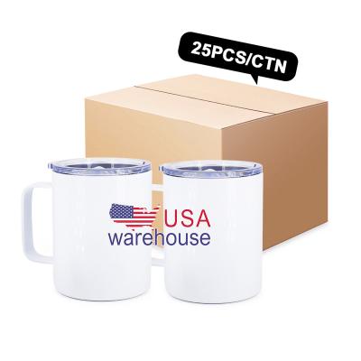 China Viable Us Warehouse Coffee White Empty Tumbler Double Wall Low Ball Stainless Steel Sublimation Mug 10oz for sale