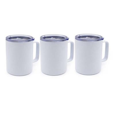 China Viable USA Stocked Sublimation Stainless Steel Low Ball Travel Mug 10oz White Regular Coffee Mug With Handle Wholesale for sale