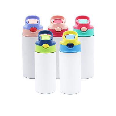 China Viable Hot Sale 12oz Sublimation Blanks Stainless Steel Straight Tumbler Children With Colorful Straw Lid For School for sale