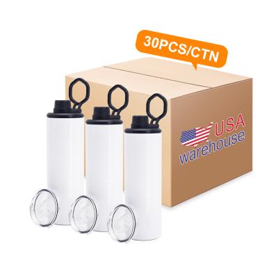 China Screw 2 Double Wall Tumbler Lean White 20oz White Sublimation Stainless Steel Stocked Viable Lid Us Warehouse for sale