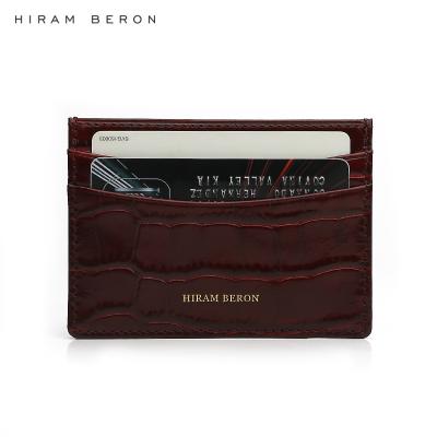 China Luxury leather product of Hiram Beron Burgundy Italian wallet NATIONALE leather cash card case for sale