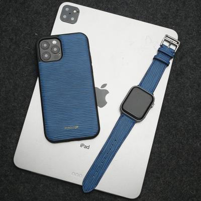 China Bulk Custom OEM ODM Shockproof Blue Italian Leather Phone Case for sale