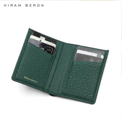 China None Hiram Beron Leather RFID Card Wallet Men Slim Pebble Minimalist Pattern Brand Custom OEM ODM for sale