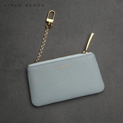 China Madame Hiram Beron Soft Pebble Leather Main Wallet For Madame Baby Blue Zipper Case for sale