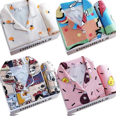 China Wholesale Border Pajamas Ladies Apparel Home Essential Women Pajamas Long Sleeve Breathable Cute Two Piece Suit Pants Factory for sale