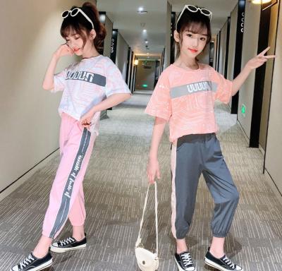 China Hip Hop Two-Piece Girls' Summer School Suit 2020 New Children's Wear In Summer Sports for sale