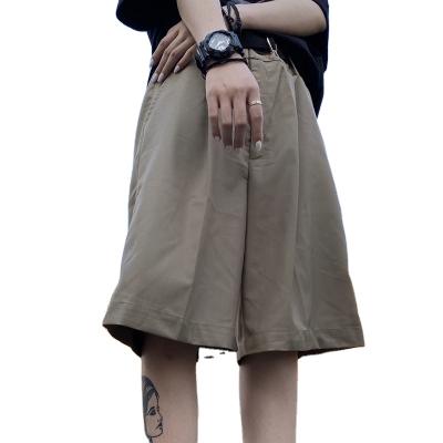 China 2020 New Polyester Anti-Wrinkle 100% Polyester Shorts Summer Draped 100% Wide Leg Suit Retro Shorts Casual Straight Men's Loose Pants for sale