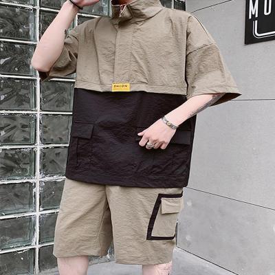 China Popular fashion set of QUICK DRY summer causal men's sportswear logo short-sleeved suit with brutal handsome tracksuit for sale