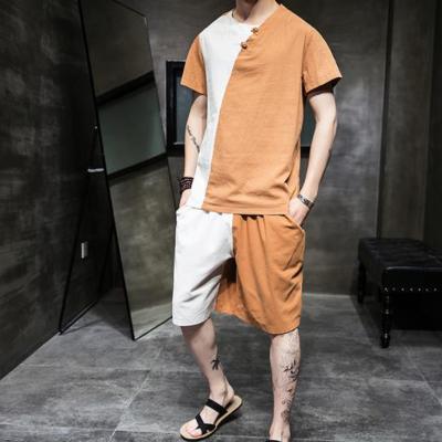 China QUICK DRY suit wit celebrity network male summer trend 2020 boy spliced ​​two pieces hip wind Chinese hop tracksuit with popular logo for sale