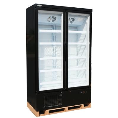 China Single-Temperature Classic Black Giant Supermarket Double Glass Door Mounted Bottom Beverage For New Display Cooler for sale