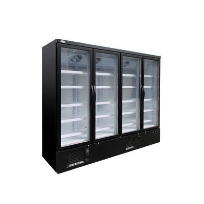 China Huge Single-Temperature Supermarket Freezer Four-Glass Door Mounted Bottom Beverage For Display Freezer for sale