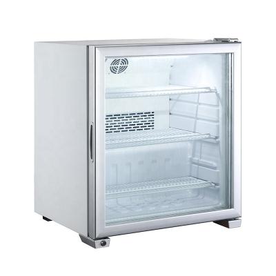 China Single-temperature Mini Ice Cream Freezer Single Door Worktop Supermarket Glass Display Fridge for sale