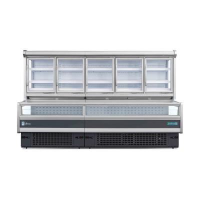 China Supermarket Hot Vegetables Single-temperature Sales Showcase Child and Mother Open Outdoor/Plug-in Display Refrigerator and Freezer for sale