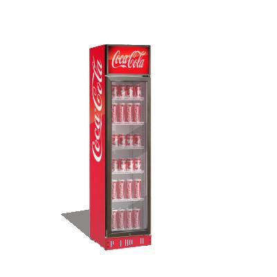 China Slim Commercial Single-Temperature Single Glass Door Cola Cold Beverage / Upright Beverage Display Cooler for sale