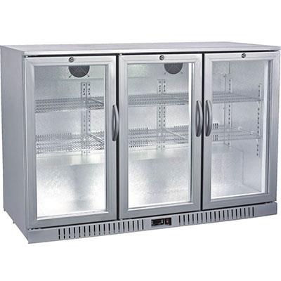 China Single-temperature stainless steel triple door with glass door back bar cooler/refrigerator/refrigerator for sale