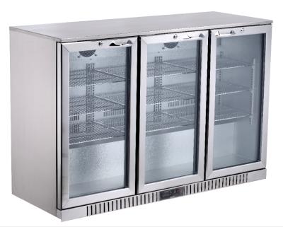 China Single-temperature stainless steel door back bar cooler/triple fridge /back bar/refrigerator/froster refrigerated equipment with glass door for sale