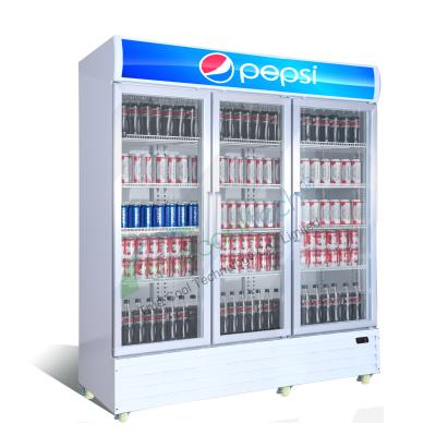 China Best Selling Single-temperature Commercial Vertical Multi-Door Refrigerator Trible Door Displayer Supermarket Upright Cooler for sale