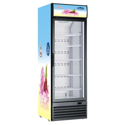 China Single-temperature Single-temperature Door Supermarket Ice Cream Display Hot Selling Glass Upright Freezer for sale