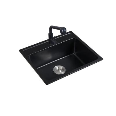 China With Faucet Zeming ZM414 Manufacturer Wholesale Kitchen Granite Pull Down Topmounted Single Bowl for sale