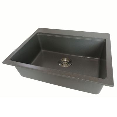 China Without Single Faucet Quartz Sink Stone Cabinet Basin Black One With Steps for sale