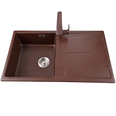 China Without Faucet Single Bowl Granite Composite Kitchen Sink Undermount Kitchen Sink Quartz For Restaurant for sale