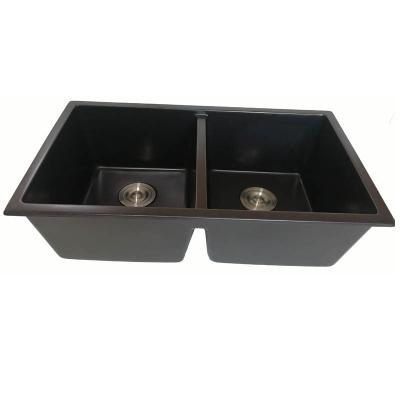 China Without Faucet ZM209 New Design Undermount Quartz Double Bowl Kitchen Sink for sale